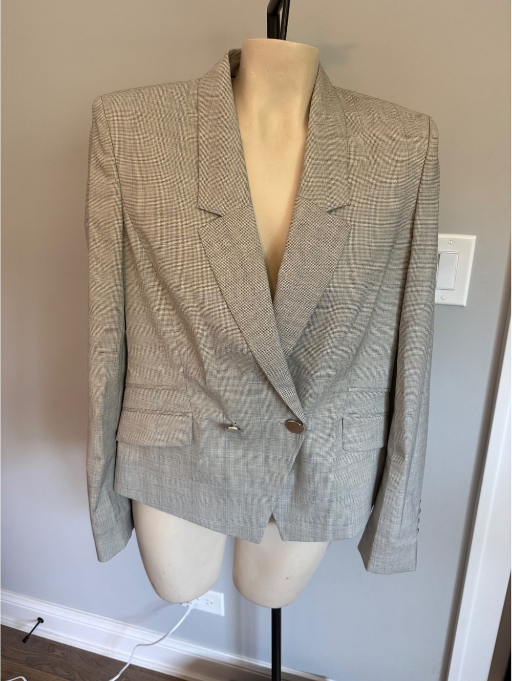 BOSS Hugo Boss Women's Beige Checkered Blazer